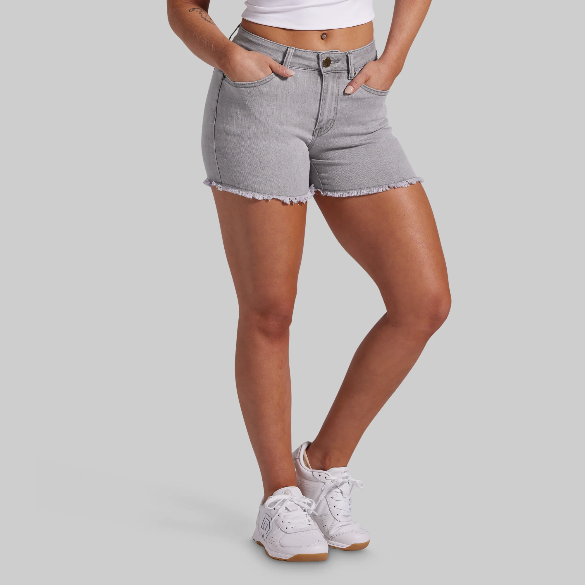 FLEX Stretchy Jean Short (Light Grey Wash) - Image 3