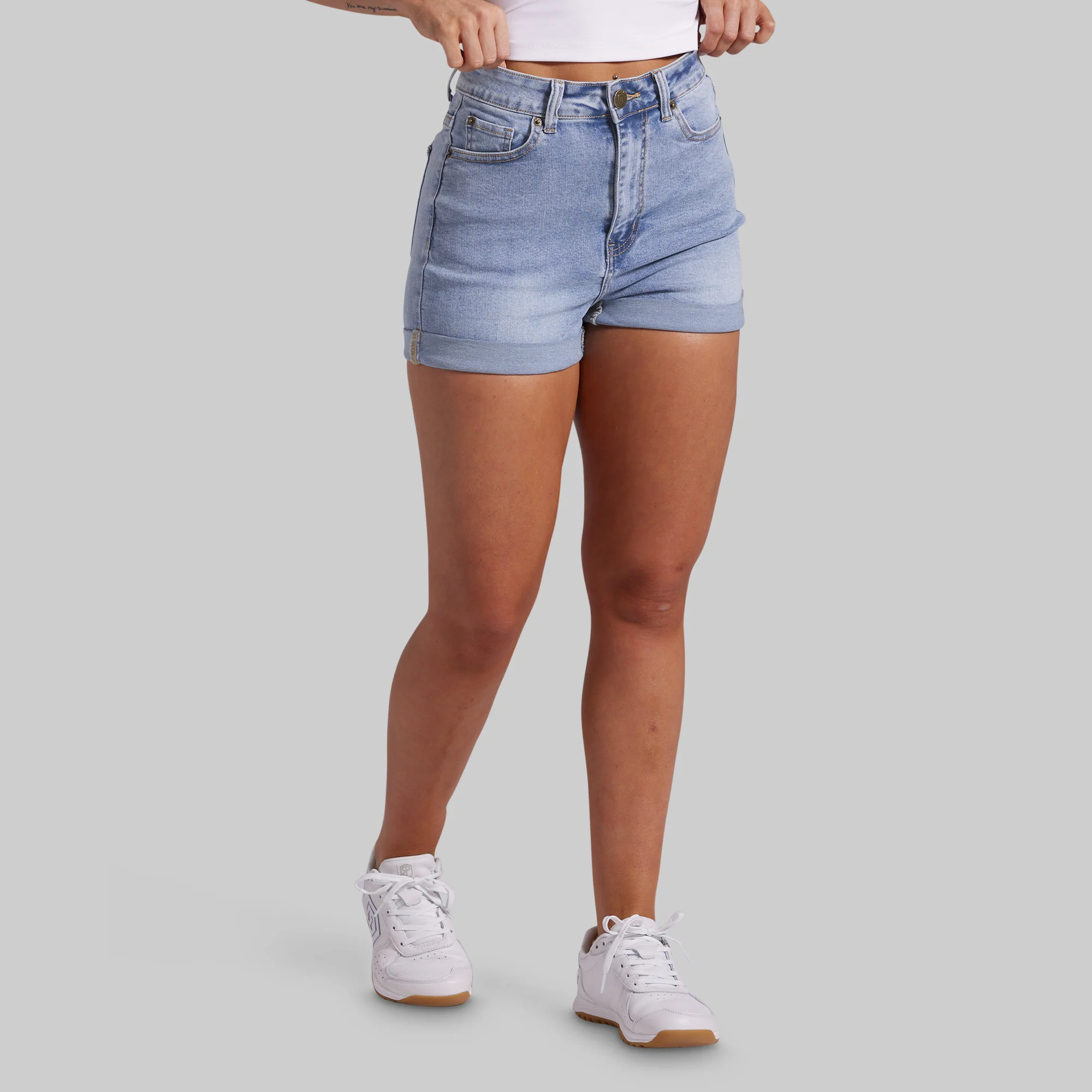 FLEX Stretchy Mom Jean Short (Pebble Blue) - Image 5