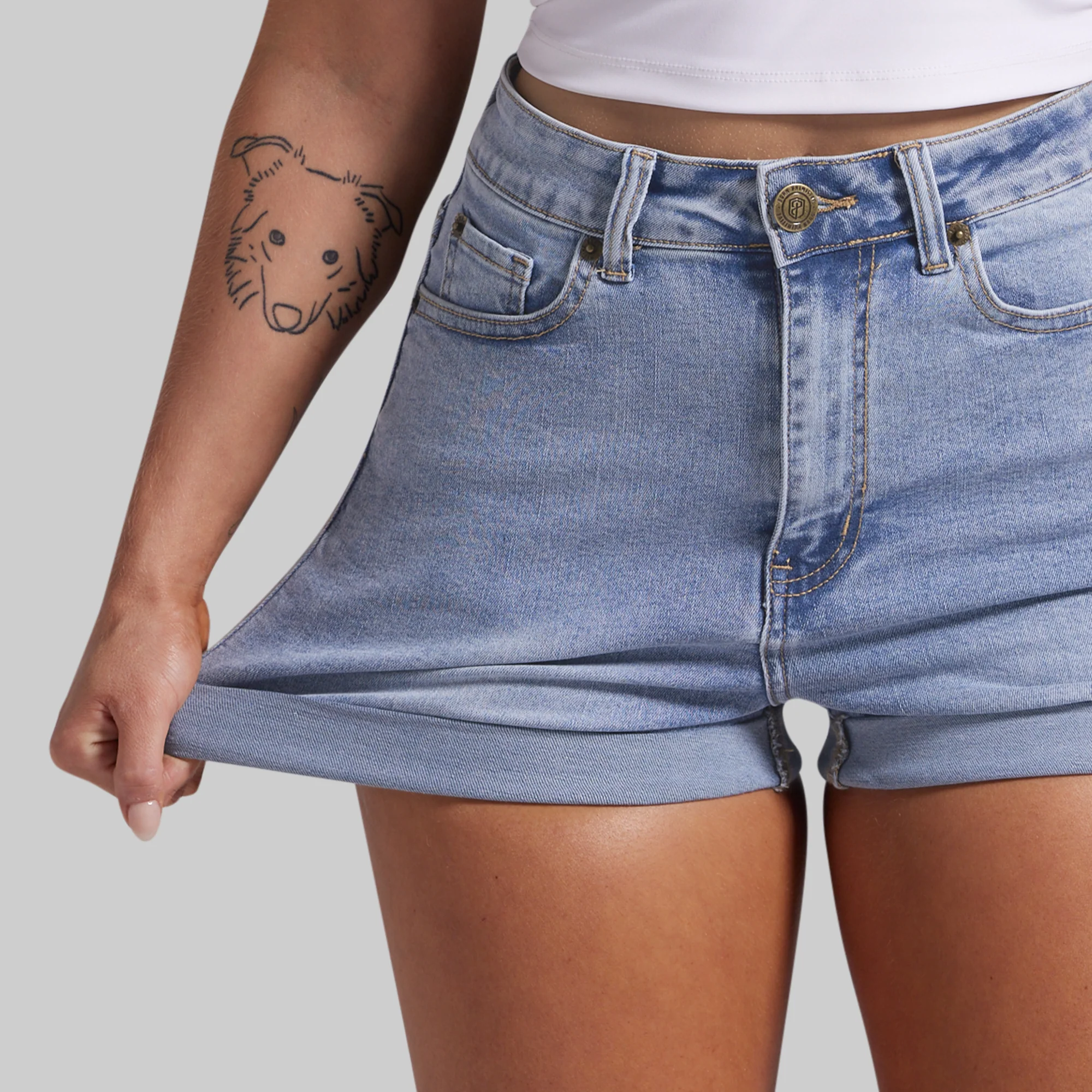 FLEX Stretchy Mom Jean Short (Pebble Blue) - Image 6