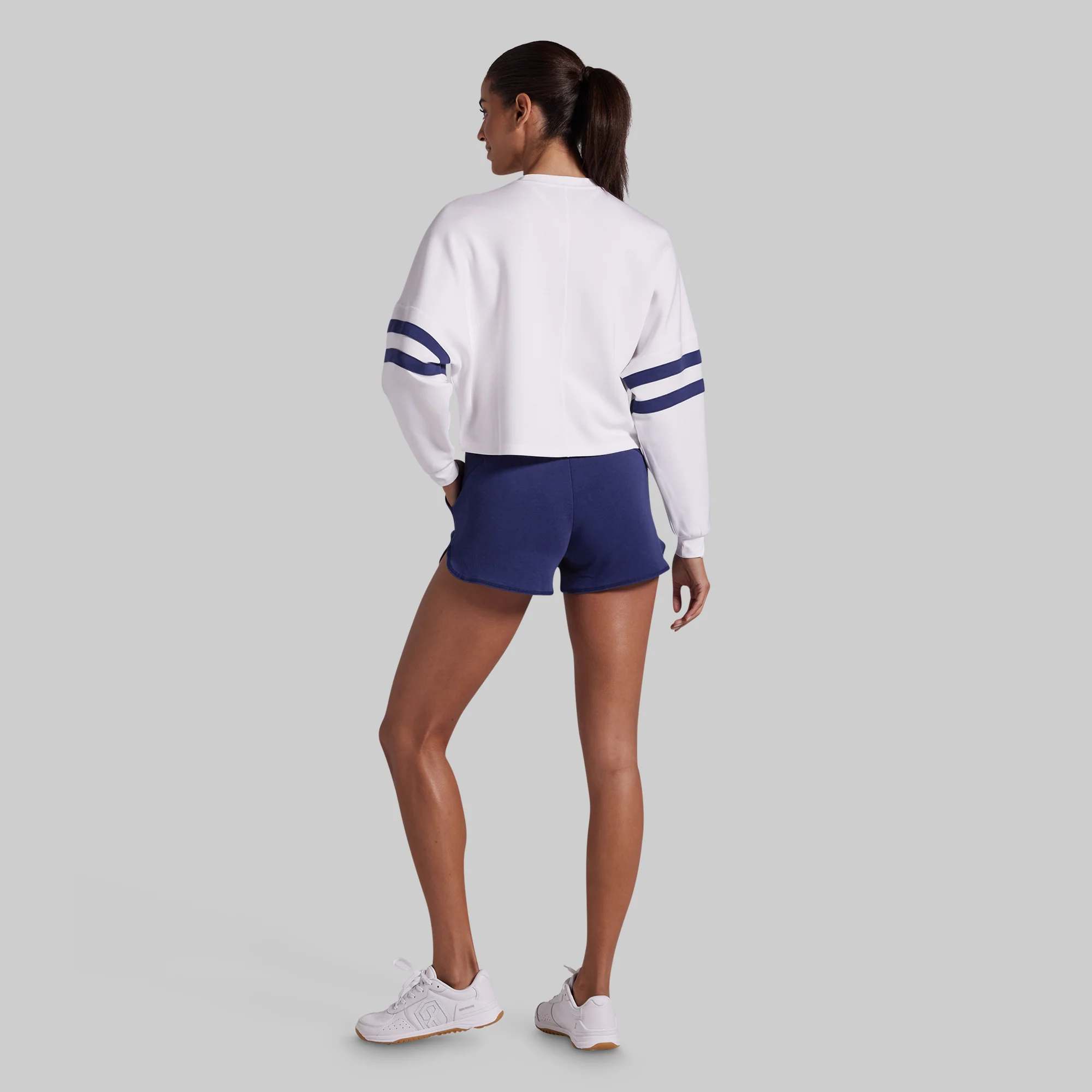 Lounge Lux Varsity Cropped Pullover (White) - Image 5