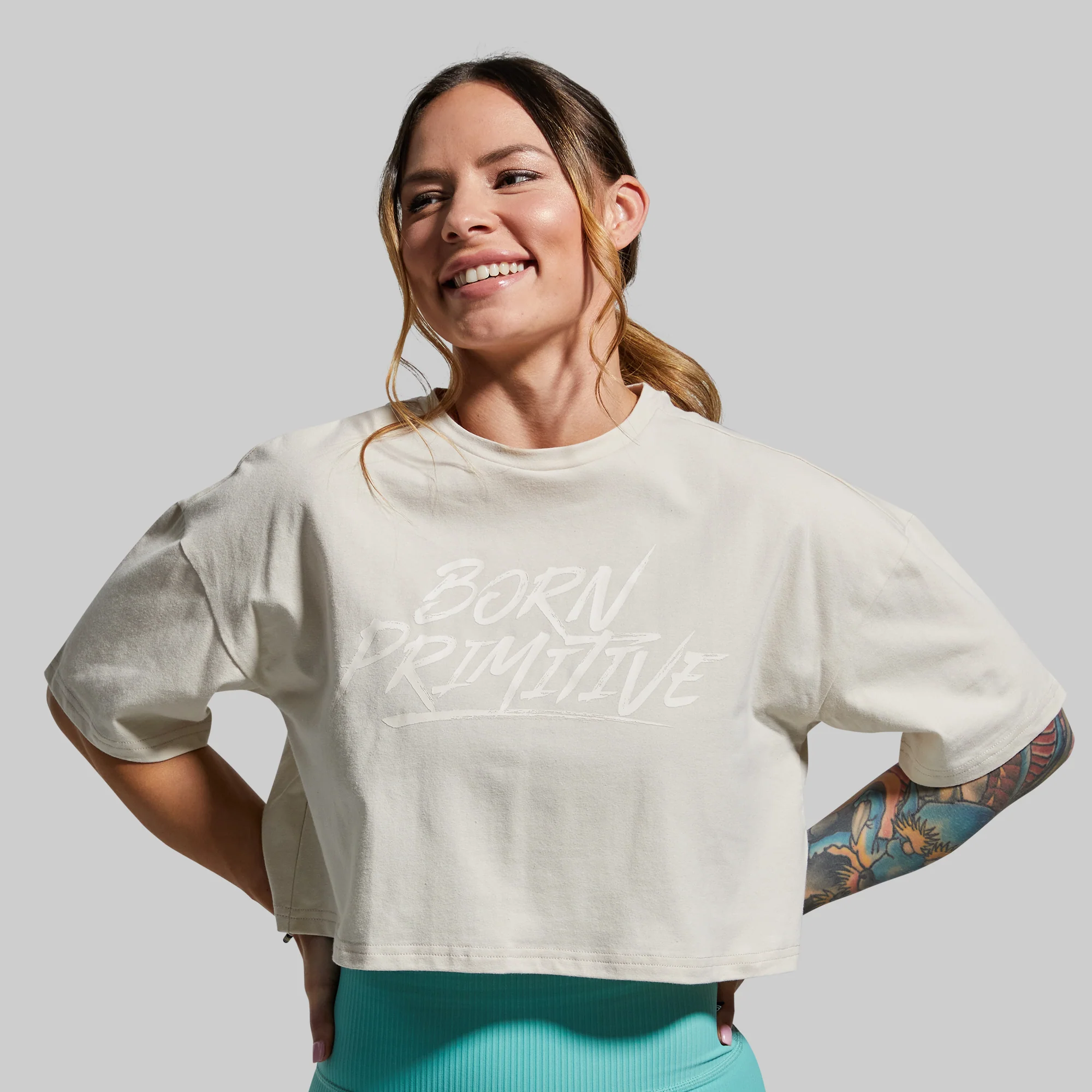 Training Crop Tee 2.0 (Oatmeal) - Image 3