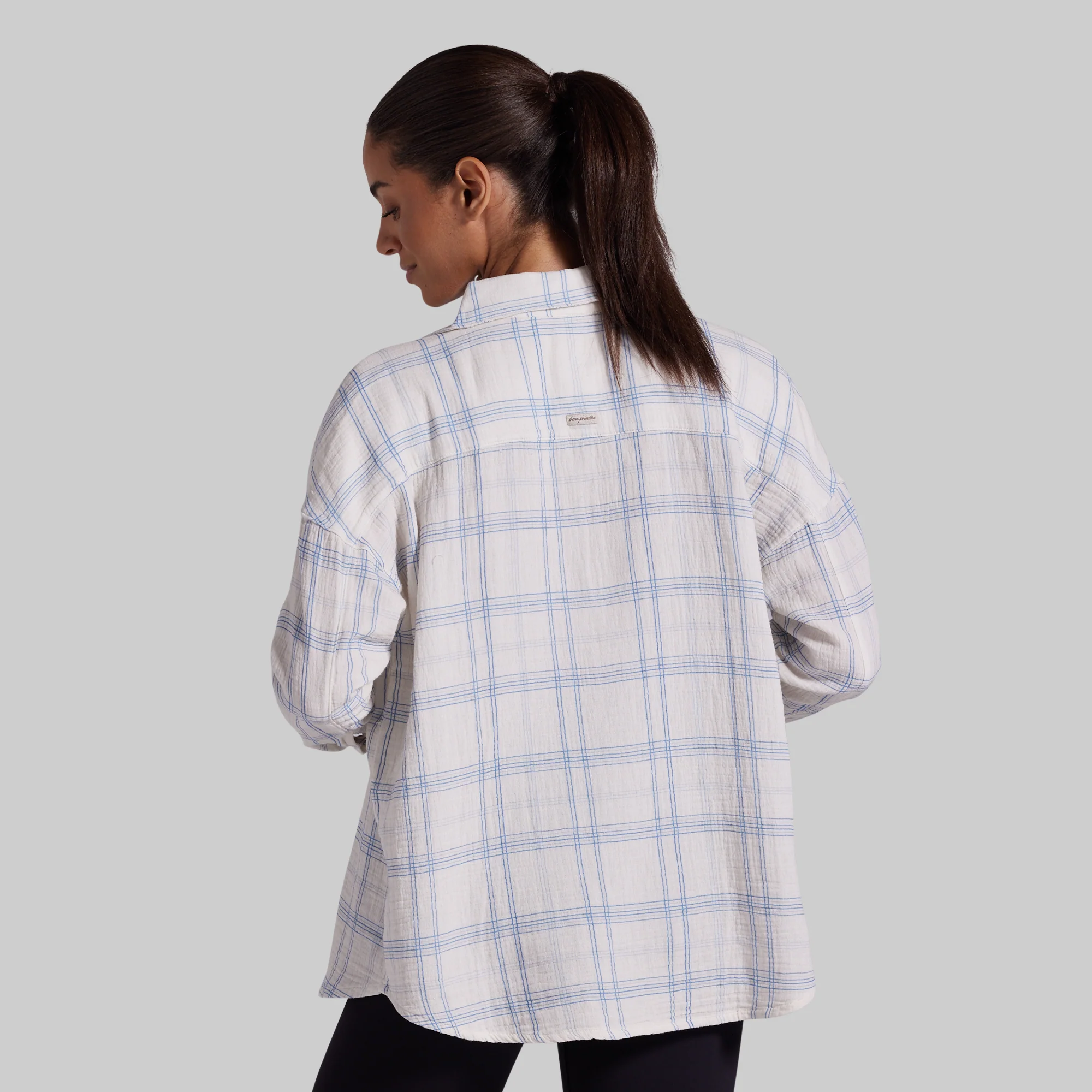 Women's Oversized Summer Plaid (Sunwashed Pearl) - Image 3