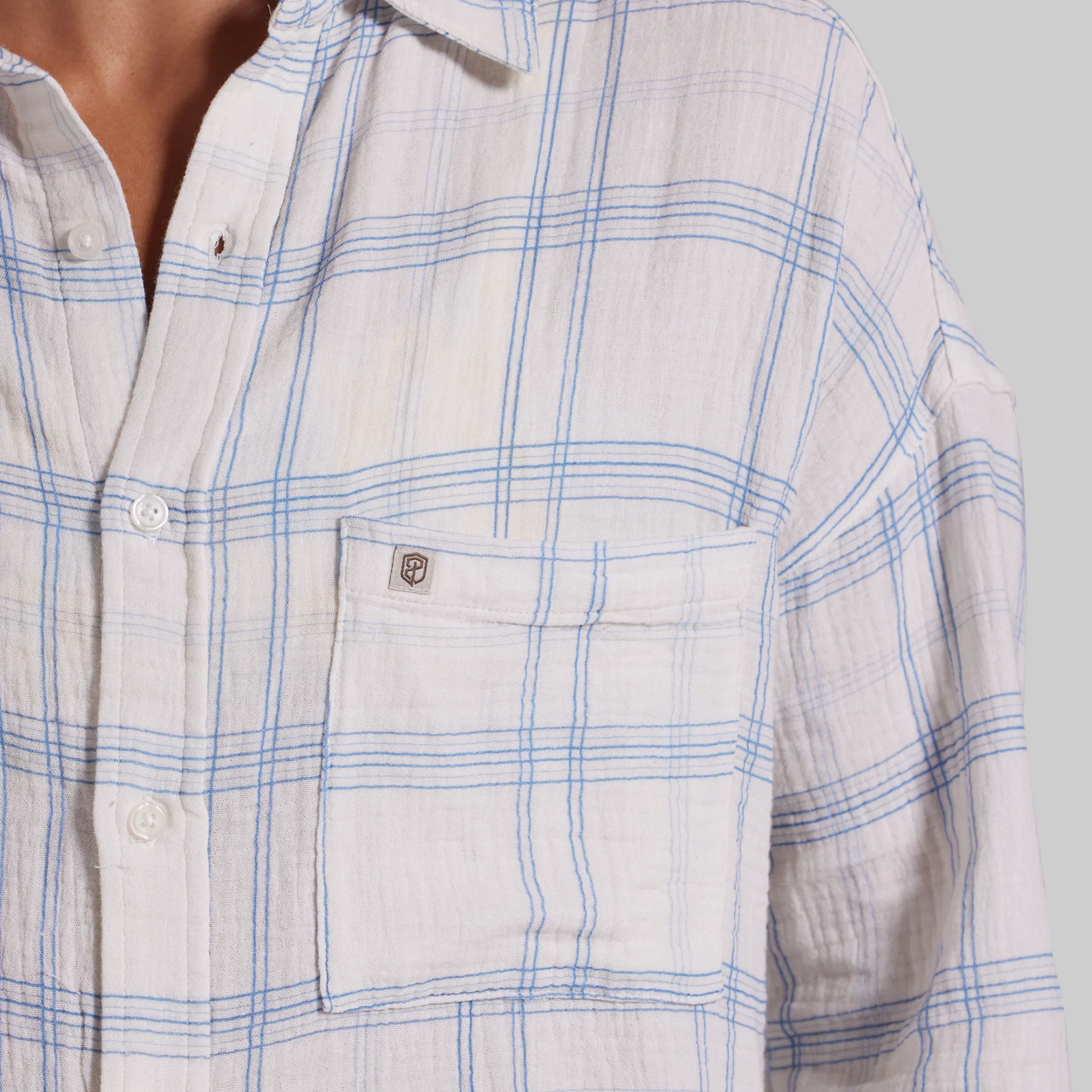 Women's Oversized Summer Plaid (Sunwashed Pearl) - Image 6
