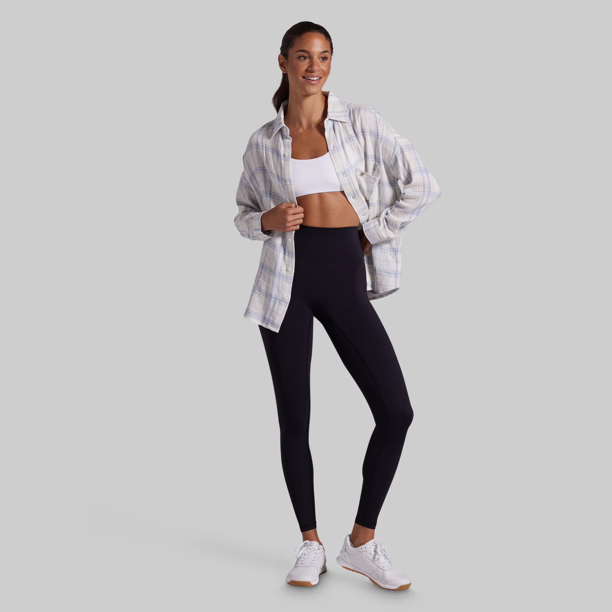 Women's Oversized Summer Plaid (Sunwashed Pearl) - Image 7